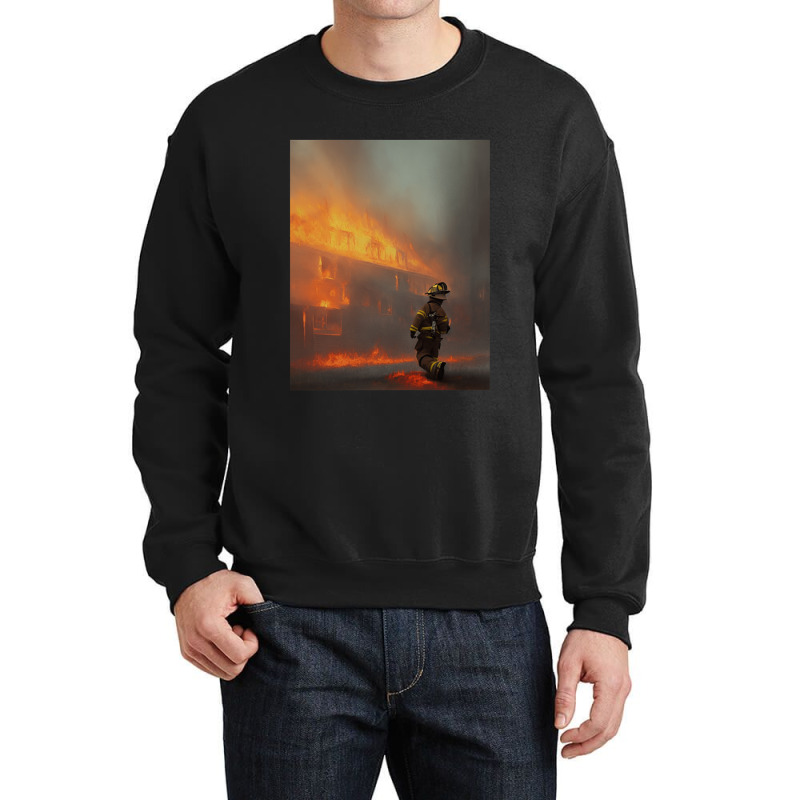 Firefighter At House Fire For Boyfriend Crewneck Sweatshirt | Artistshot