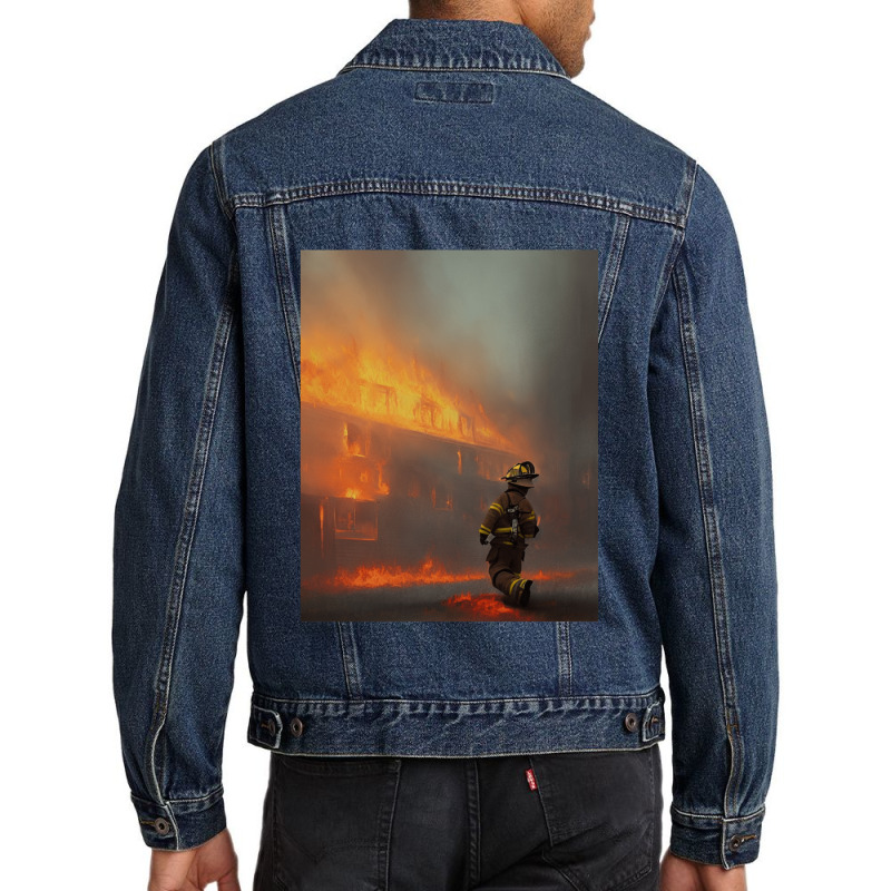 Firefighter At House Fire For Boyfriend Men Denim Jacket | Artistshot