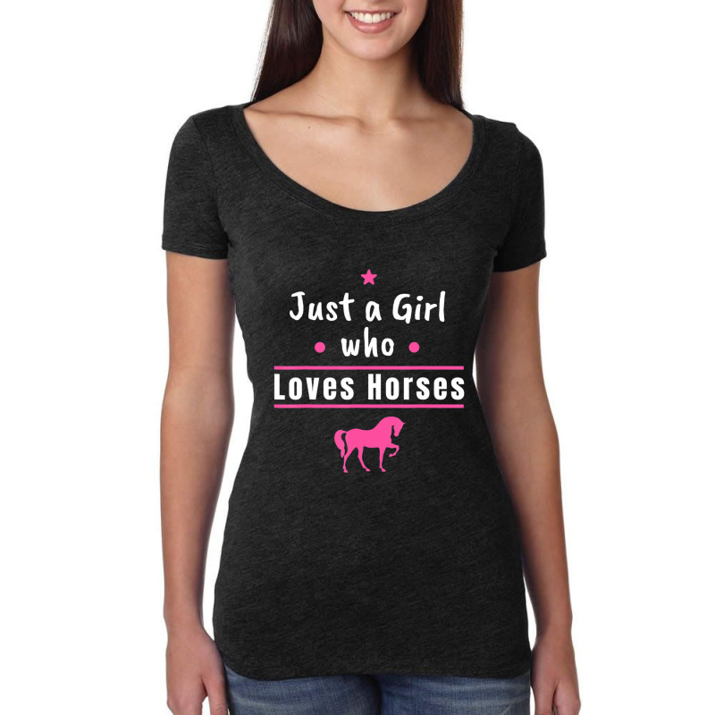 Just A Girl Who Loves Horses Adorable Horseback Riding Women's Triblend Scoop T-shirt by huynhhuutrunghpa | Artistshot