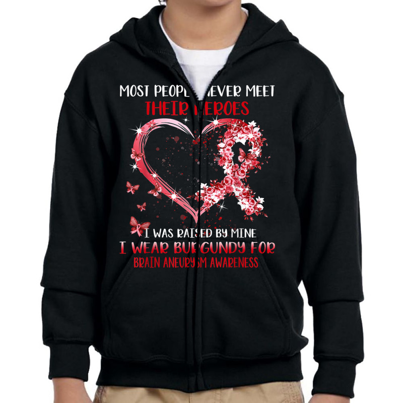 I Wear Burgundy For Someone Special Brain Aneurysm Awareness Youth Zipper Hoodie by August | Artistshot