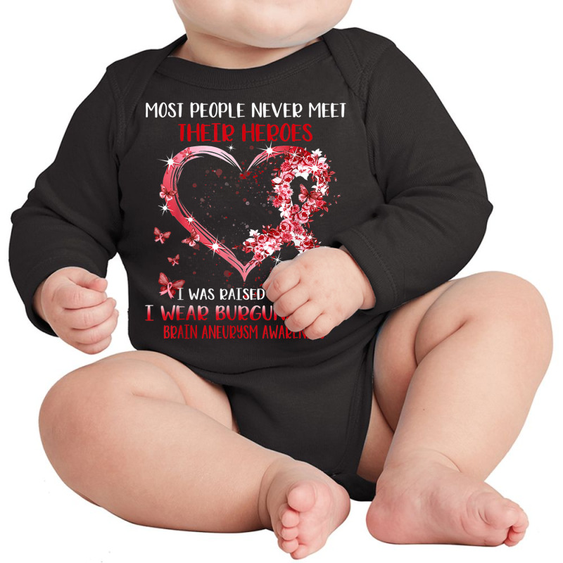 I Wear Burgundy For Someone Special Brain Aneurysm Awareness Long Sleeve Baby Bodysuit by August | Artistshot