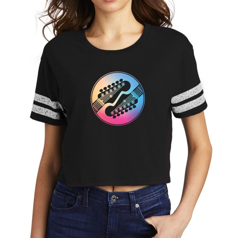 Electric Guitar Headstock Circle Gradient Theme 1 Scorecard Crop Tee by KristieDavis | Artistshot