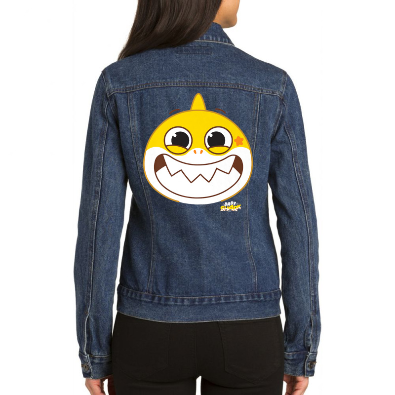 Baby Shark Smiling Ladies Denim Jacket by cm-arts | Artistshot