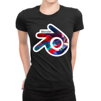 Blender (with White Outline) Ladies Fitted T-shirt | Artistshot