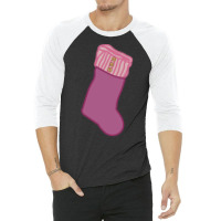 Pink Christmas Stocking 3/4 Sleeve Shirt | Artistshot