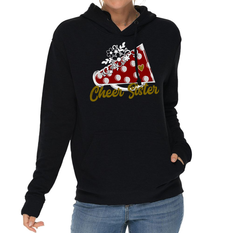 Cheer Sister Shirt, Maroon Megaphone Heart Flower Accent Pullover Hood Lightweight Hoodie by cm-arts | Artistshot