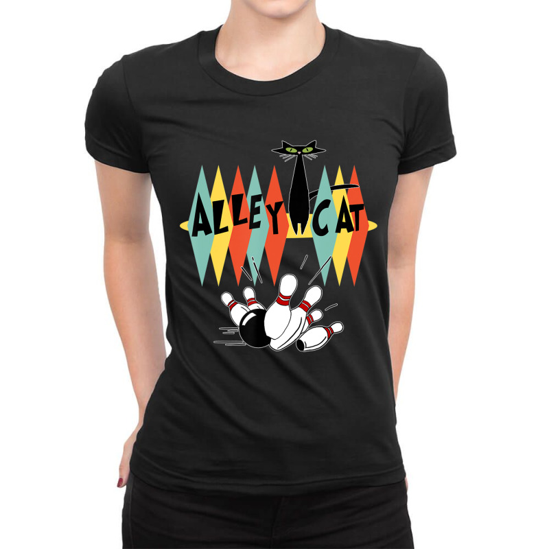 Retro Bowling Vintage Bowler Alley Cat Vintage Ladies Fitted T-Shirt by cm-arts | Artistshot