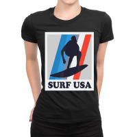 Retro Surfing Surf Usa Vintage For Surfers Ladies Fitted T-shirt | Artistshot