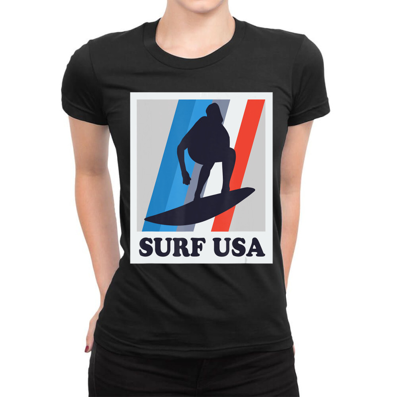 Retro Surfing Surf Usa Vintage For Surfers Ladies Fitted T-Shirt by cm-arts | Artistshot