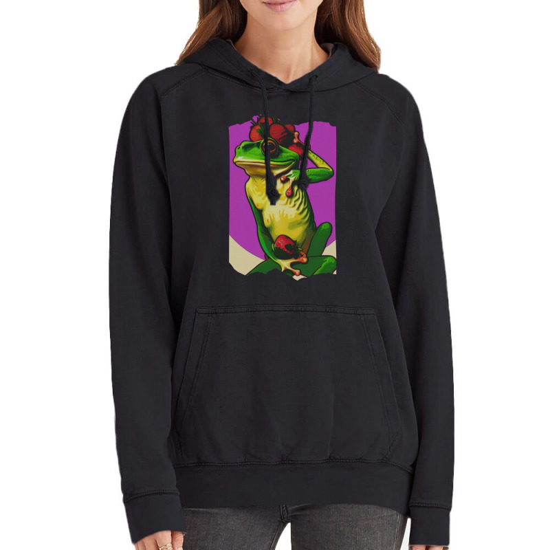 Frog With A Strawberry Vintage Hoodie | Artistshot