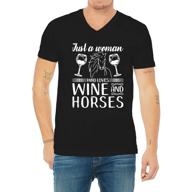 Funny Horse Gift Love Horses Wine Horseback Riding V-neck Tee | Artistshot