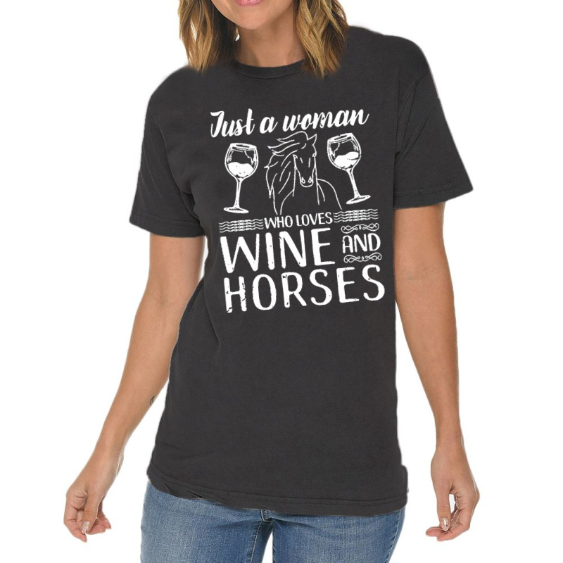 Funny Horse Gift Love Horses Wine Horseback Riding Vintage T-shirt | Artistshot