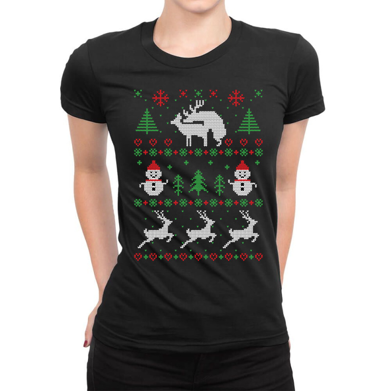 Romantic Reindeers Ladies Fitted T-Shirt by Bertrand Angulo | Artistshot