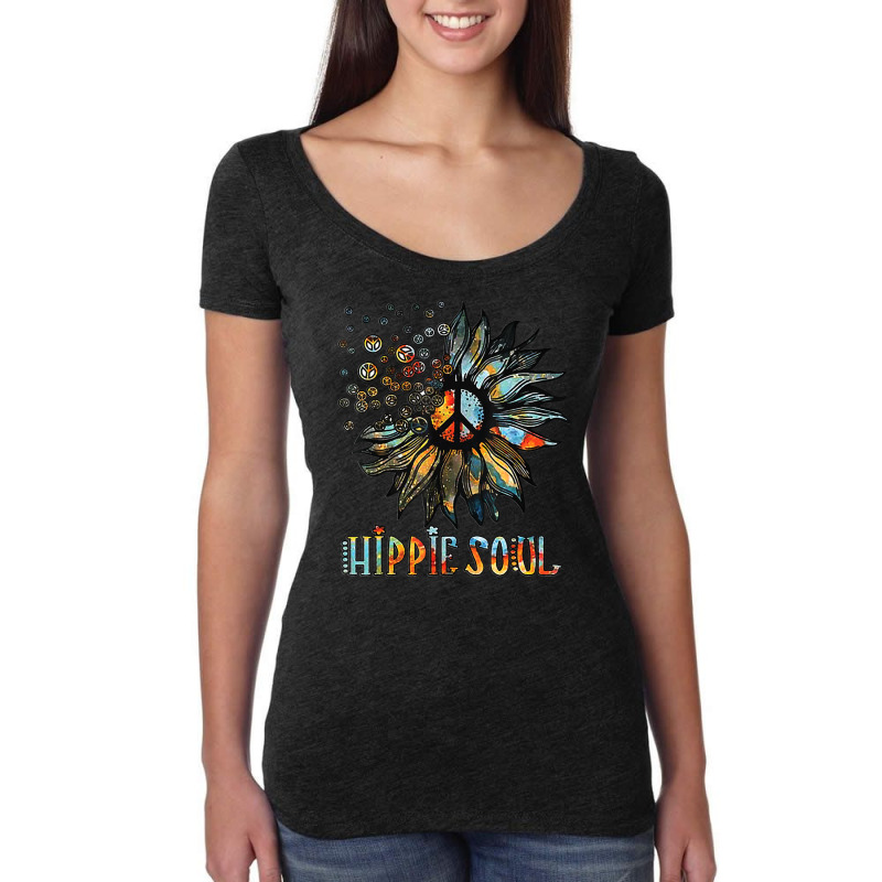 Daisy Peace Sign Hippie Soul Sunflower Peace Symbol Lover Women's Triblend Scoop T-shirt by brumfieldportillo7vlpq8 | Artistshot