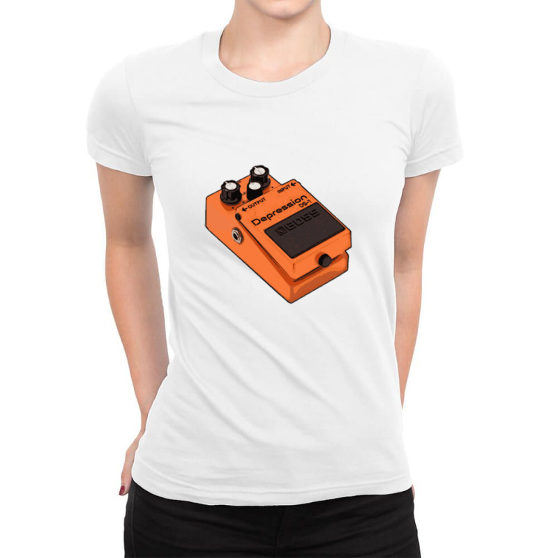 Boss Depression Ds 1 Effects Pedal Nihilist Guitarist Parody Humor Des Ladies Fitted T-Shirt by cm-arts | Artistshot