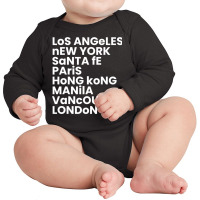 Los Angeles New York Santa Fe Paris Cities Of The World Sweatshirt Long Sleeve Baby Bodysuit | Artistshot