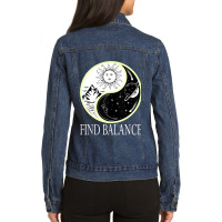 Find Balance Yin Yang  Positive Vibes Yoga Motivation Ladies Denim Jacket | Artistshot