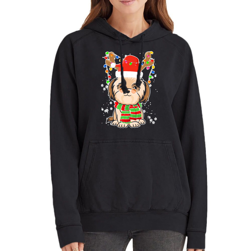 Funny Shih Tzu Lovers Christmas Shih Tzu Christmas Tree Santa Hat Xmas Vintage Hoodie | Artistshot