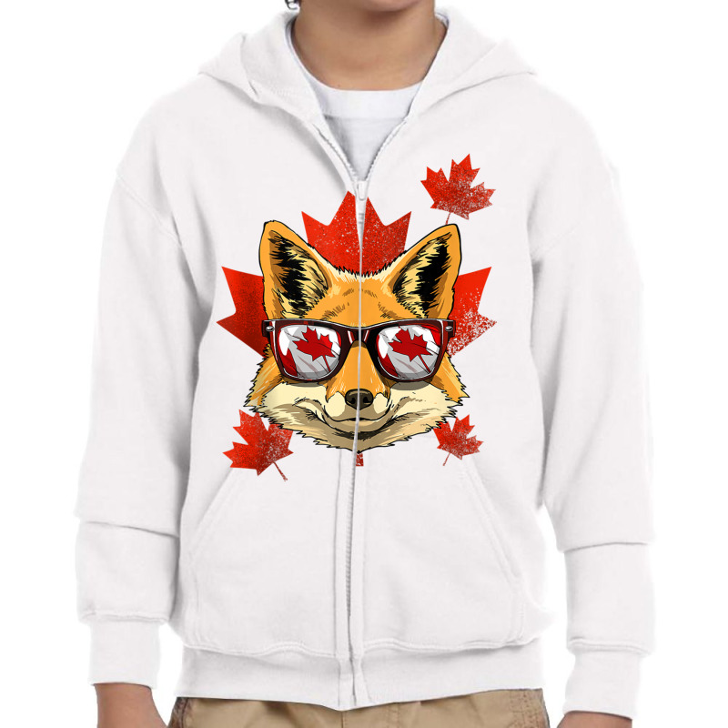 Canadian Fox Maple Tree Leaf Canada Flag Animal Fox Lover Tank Top Youth Zipper Hoodie by cm-arts | Artistshot