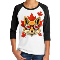 Canadian Fox Maple Tree Leaf Canada Flag Animal Fox Lover Tank Top Youth 3/4 Sleeve | Artistshot