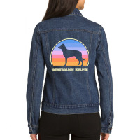 Australian Kelpie Australian Kelpie Vintage Sunset Dog Ladies Denim Jacket | Artistshot