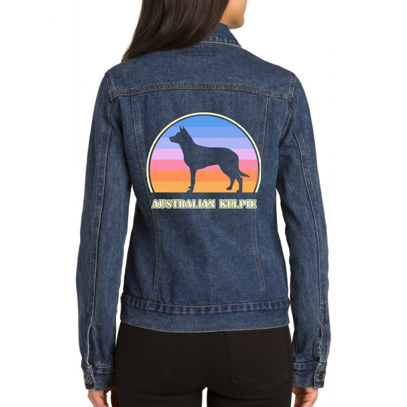 Australian Kelpie Australian Kelpie Vintage Sunset Dog Ladies Denim Jacket by netheriteshepherd | Artistshot