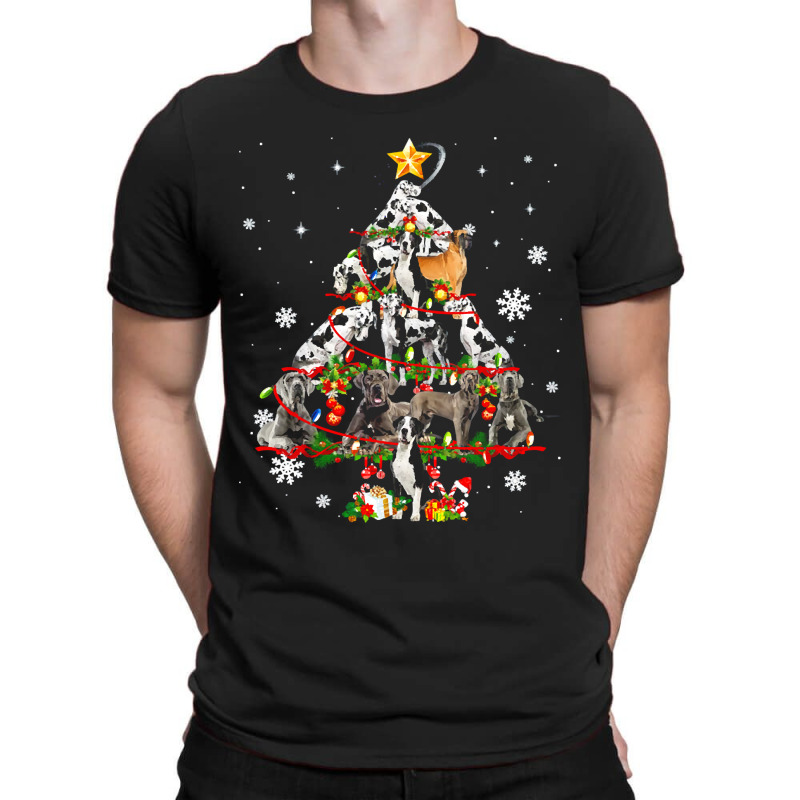 Funny Great Dane Christmas Dog Tree Lights Pajamas Funny T-shirt | Artistshot