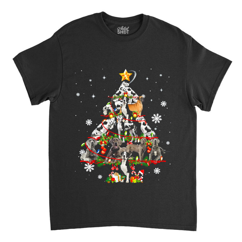 Funny Great Dane Christmas Dog Tree Lights Pajamas Funny Classic T-shirt | Artistshot