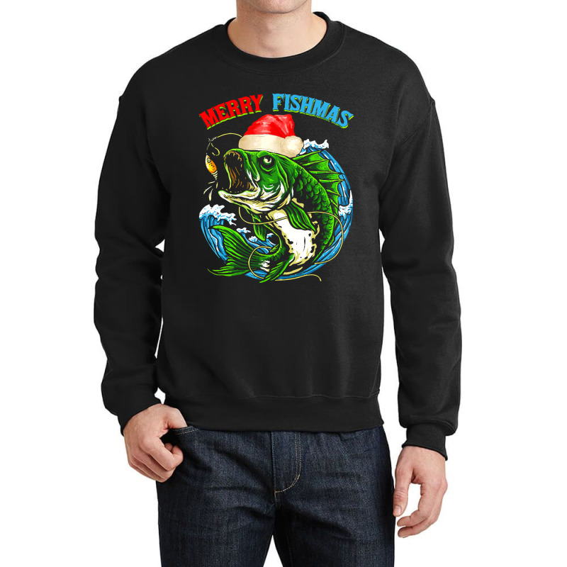 Funny Merry Christmas Fishmas Funny Fishing Fish Present Crewneck Sweatshirt | Artistshot