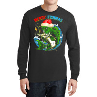 Funny Merry Christmas Fishmas Funny Fishing Fish Present Long Sleeve Shirts | Artistshot