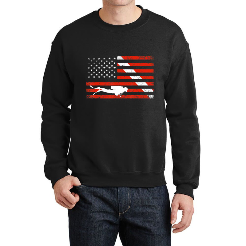 Diver Down Dive Flag Scuba Diving American Flag Crewneck Sweatshirt | Artistshot