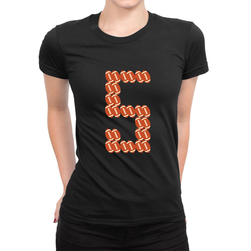 Player Number 5 Five- American Football Game Ladies Fitted T-Shirt by AngieFurr | Artistshot