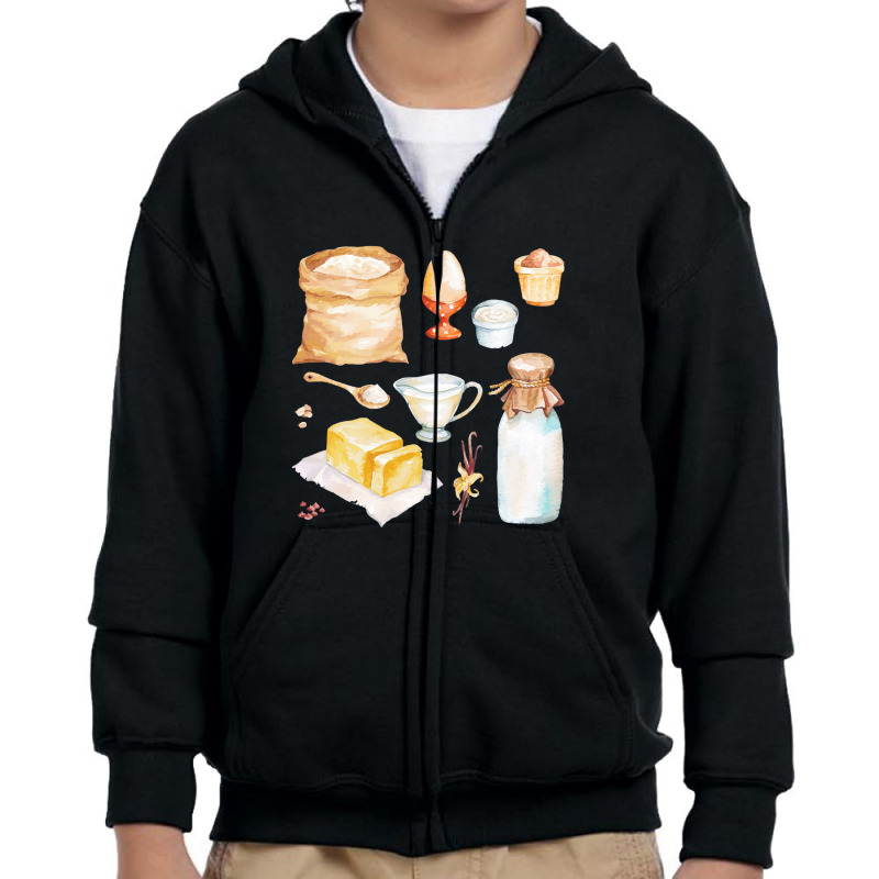 Baker Ingredients  Assorted Baking Ingredients Youth Zipper Hoodie by siapsantuy | Artistshot