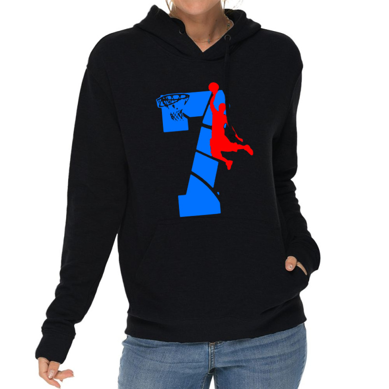 Kids 7 Year Old 7th Basketball Birthday Lightweight Hoodie | Artistshot