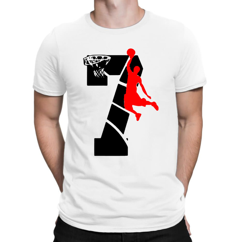 Kids 7 Year Old 7th Basketball Birthday T-shirt | Artistshot