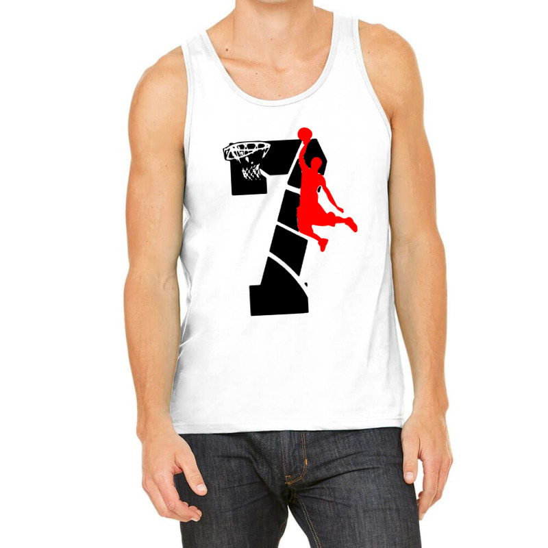 Kids 7 Year Old 7th Basketball Birthday Tank Top | Artistshot