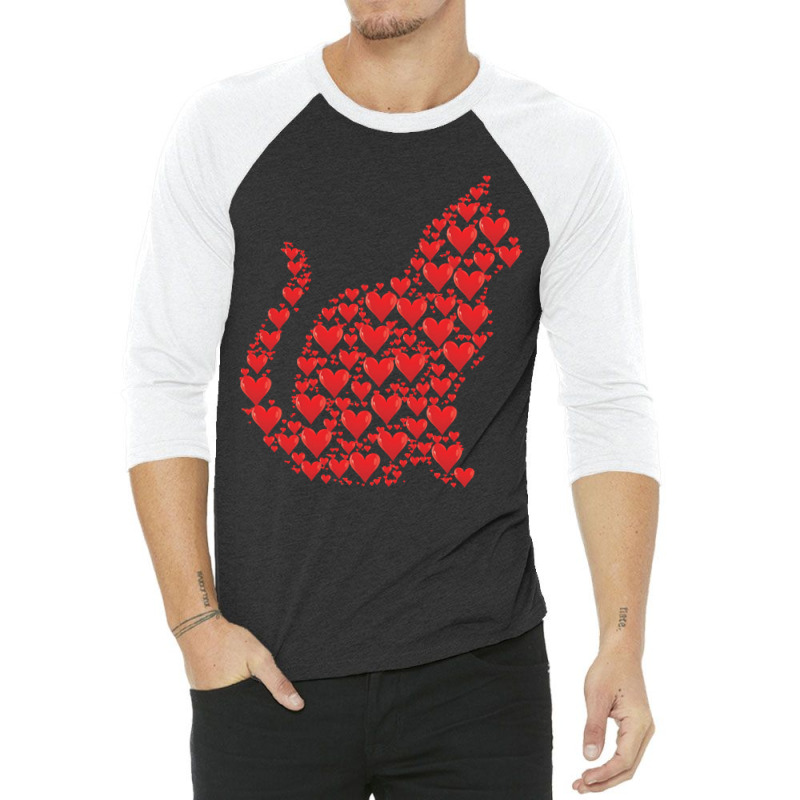 Funny Valentine Day Gift Valentines Day Cat Of Hearts Funny Kitty Kitt 3/4 Sleeve Shirt | Artistshot