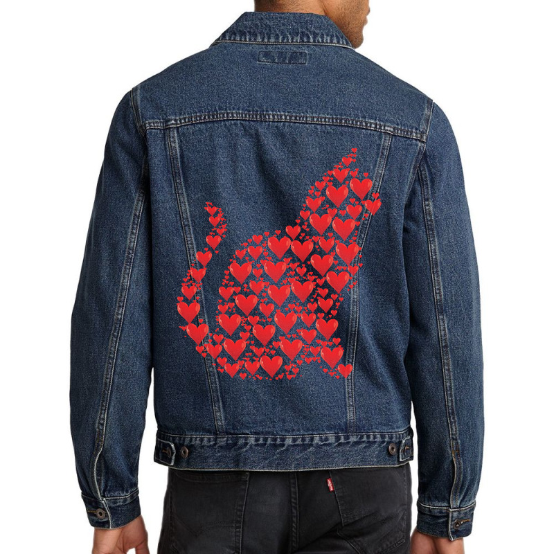 Funny Valentine Day Gift Valentines Day Cat Of Hearts Funny Kitty Kitt Men Denim Jacket | Artistshot