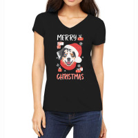 Australian Shepherd Australian Shepherd Christmas Xmas Women's V-neck T-shirt | Artistshot