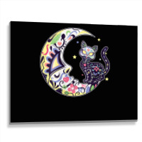 Womens Cat And Moon Sugar Skull Dia De Los Muertos Day Of The Dead V N Metal Print Horizontal | Artistshot