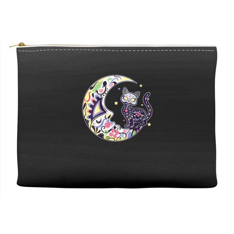 Womens Cat And Moon Sugar Skull Dia De Los Muertos Day Of The Dead V N Accessory Pouches | Artistshot