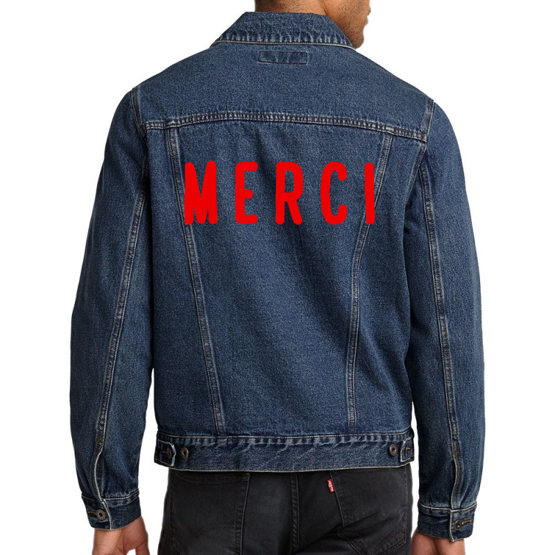 Noun Merci Thank You Translation Men Denim Jacket | Artistshot