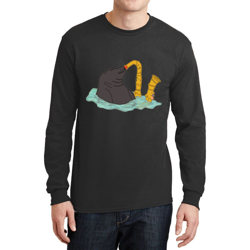 Seal Playing Saxophone Vine Long Sleeve Shirts | Artistshot