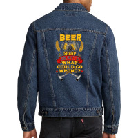 Axe Throwing Beer And Sharp Objects Funny Hatchet Tossing. Men Denim Jacket | Artistshot