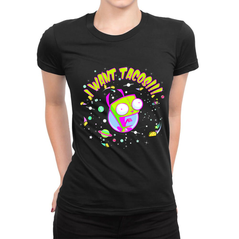 Invader Zim Gir I Want Tacos Space Ladies Fitted T-Shirt by cm-arts | Artistshot