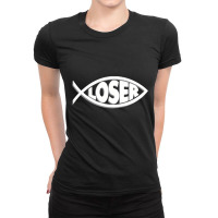 Loser' Slacker 90s Jesus Fish Ladies Fitted T-shirt | Artistshot