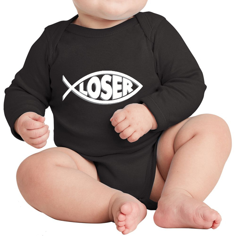 Loser' Slacker 90s Jesus Fish Long Sleeve Baby Bodysuit by XerxesPrice | Artistshot