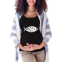 Loser' Slacker 90s Jesus Fish Maternity Scoop Neck T-shirt | Artistshot