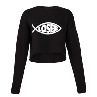 Loser' Slacker 90s Jesus Fish Cropped Sweater | Artistshot