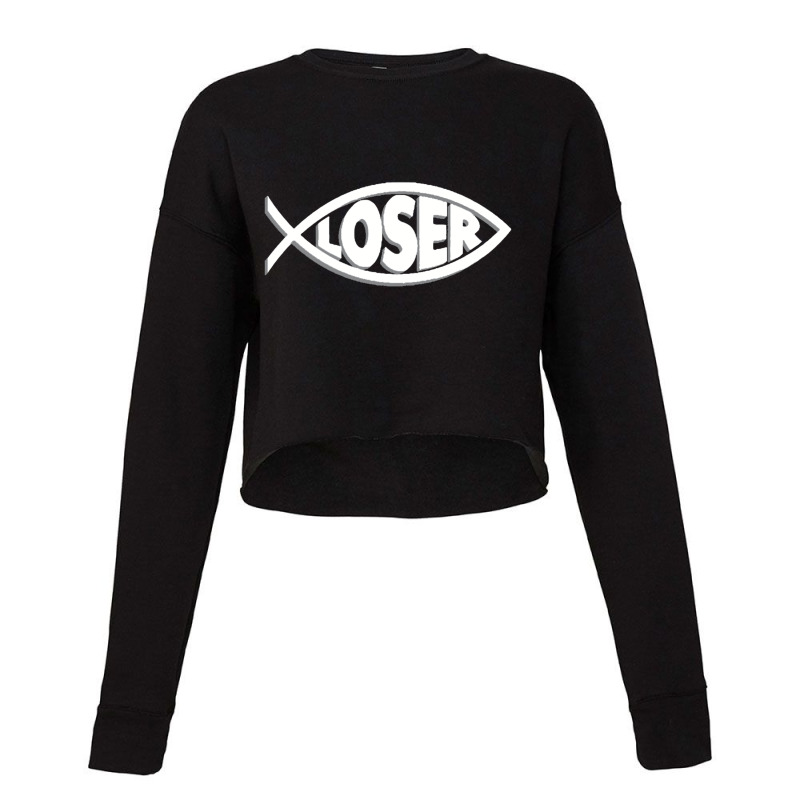 Loser' Slacker 90s Jesus Fish Cropped Sweater by XerxesPrice | Artistshot